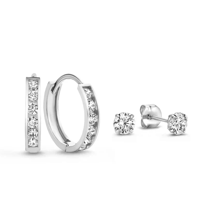 Dara Brillane Stone Earrings Set | Golden Blanco