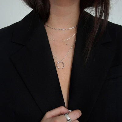 Open Circle Three Row Necklace | Golden Blanco (6/7)