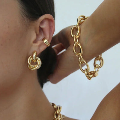 Pendientes Entrelazados Statement | Golden (4/6)