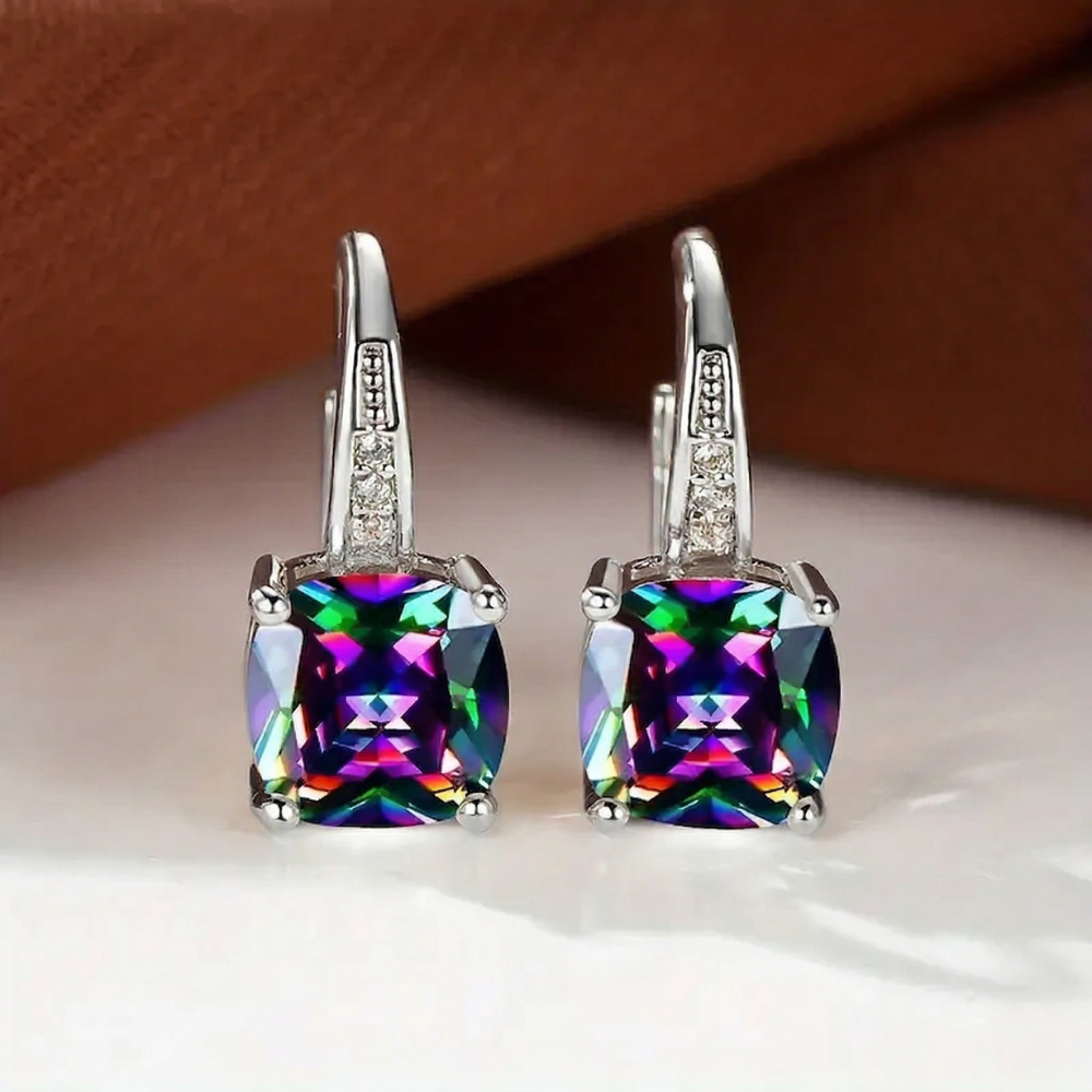 Mystic Stone Hoop Earrings | Golden Blanco