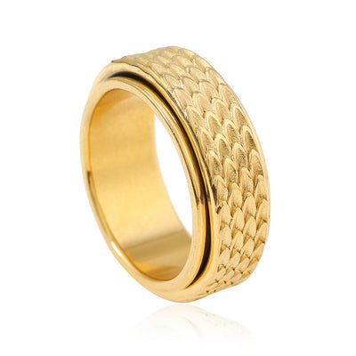 Toren Scale Spinner Ring | Golden Blanco (2/2)