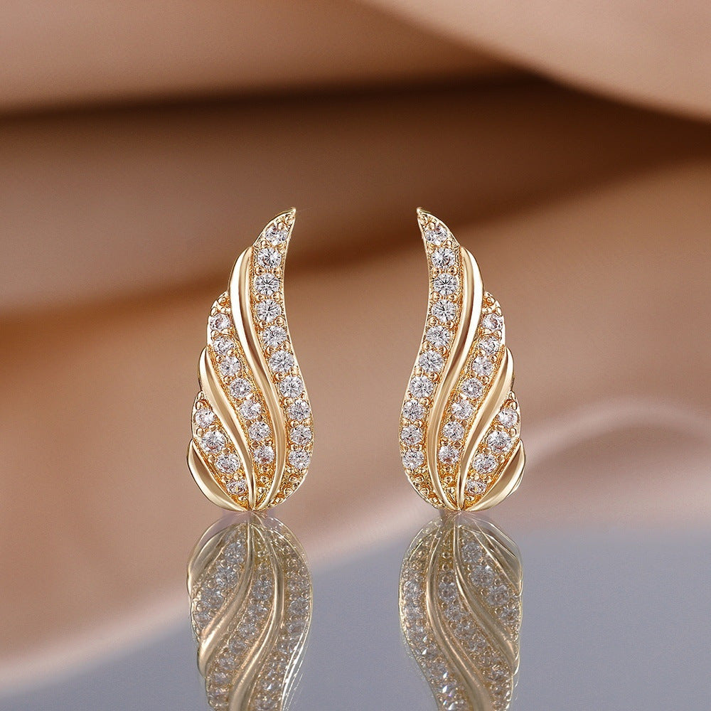Pendientes Hoja Moderna Pavé | Golden