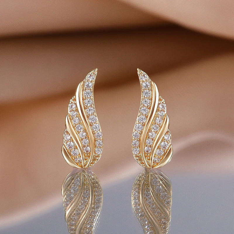 Pendientes Hoja Moderna Pavé | Golden (2/2)