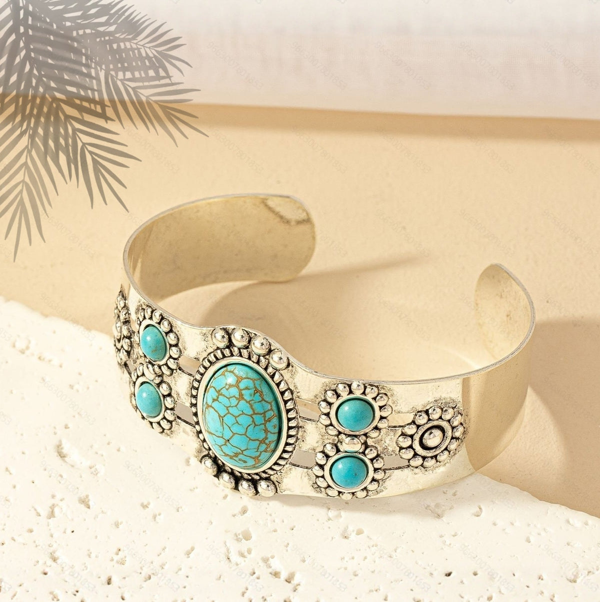 Pulsera Cuff Turquesa Seren | Golden Blanco