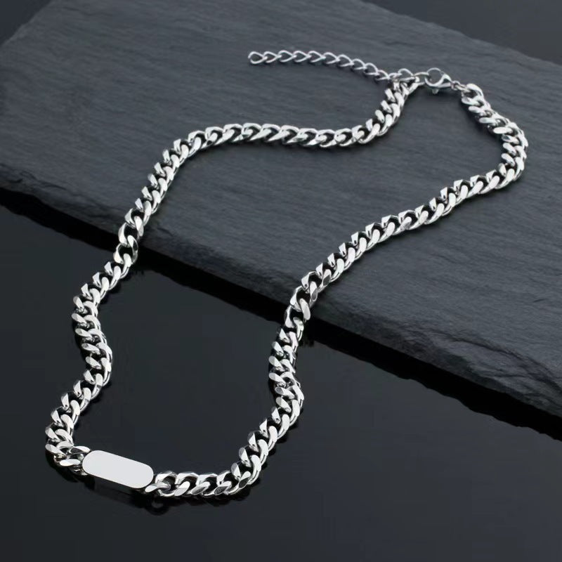 Cuban Chain Tag Necklace | Golden Blanco