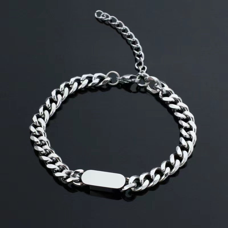 Cuban Chain Tag Bracelet | Golden Blanco