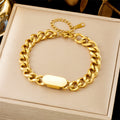 Cuban Chain Tag Bracelet | Golden