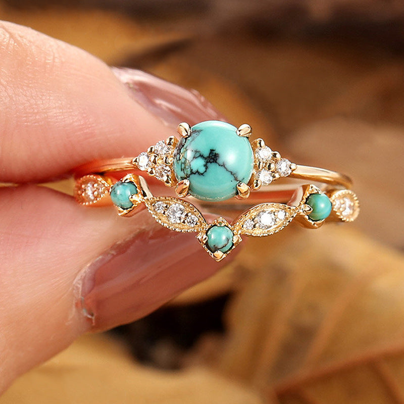 Set de Anillos Corona Turquesa Aureva | Golden (3/3)