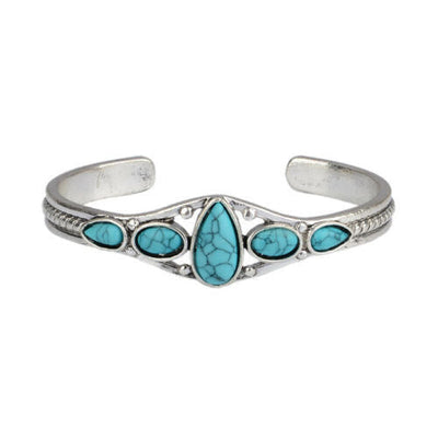 Pulsera Abierta Lágrima Turquesa | Golden Blanco (1/3)