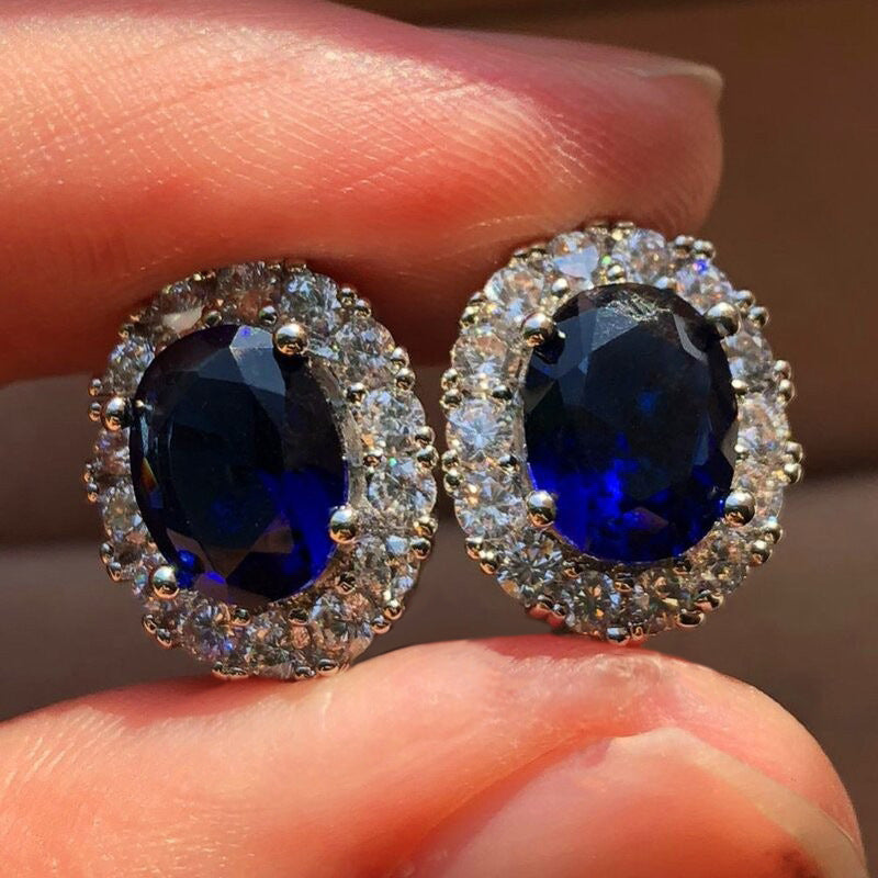 Pendientes Studs Zafiro Blanco Ovalado | Golden Blanco (2/2)