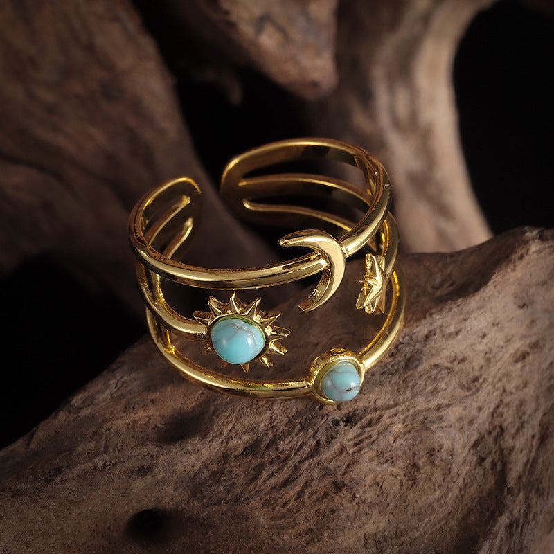 Anillo Órbita Turquesa Soluna | Golden (2/3)