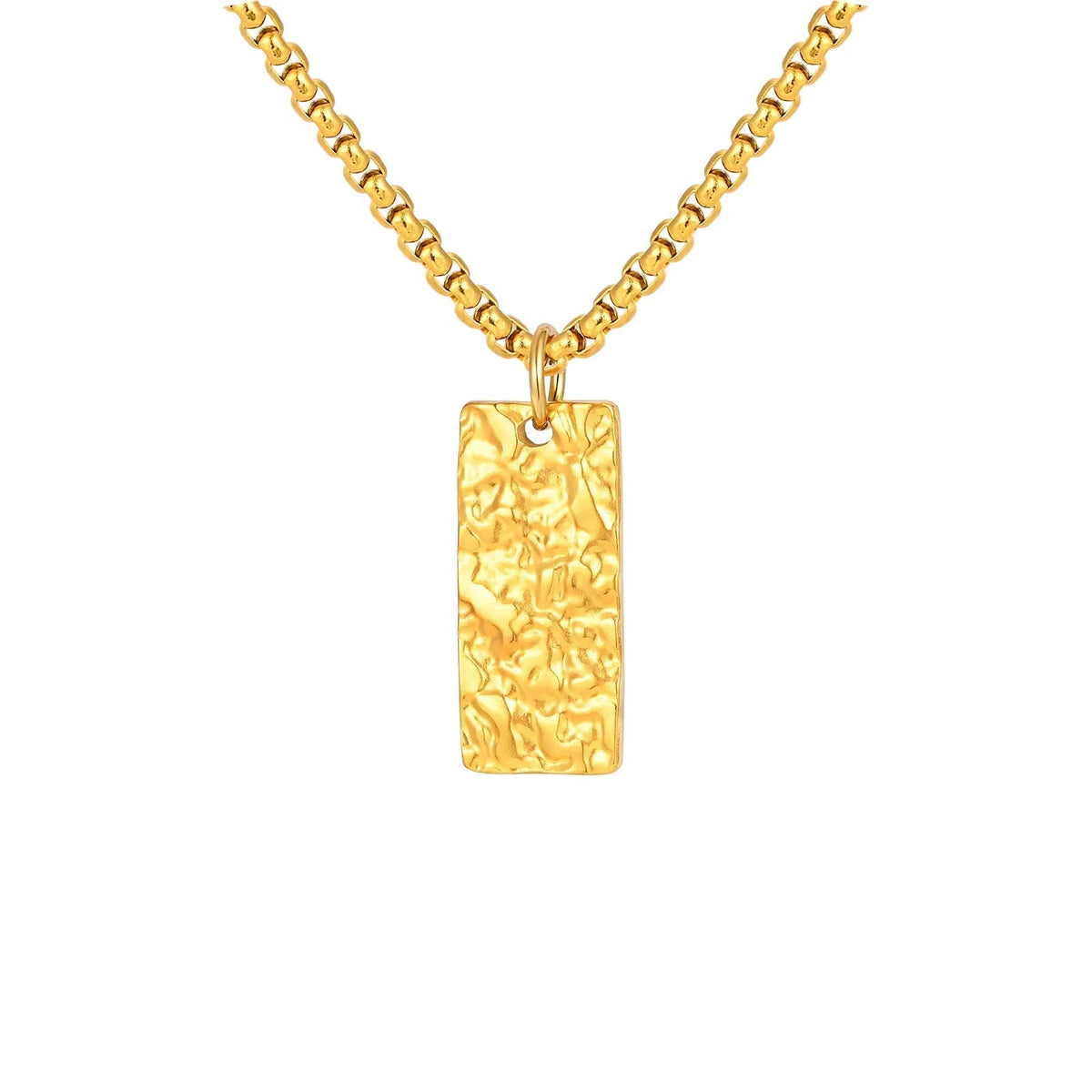 Ziven Hammered Bar Necklace | Golden