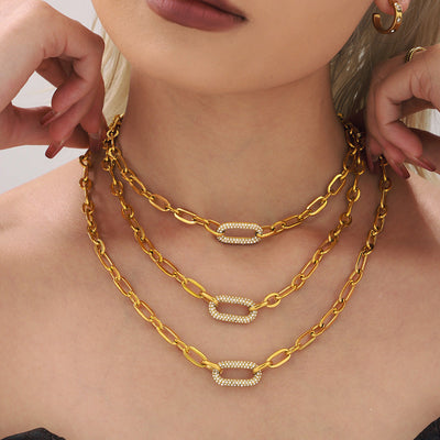Set Joya Cadena Gruesa Pavé | Golden (4/9)