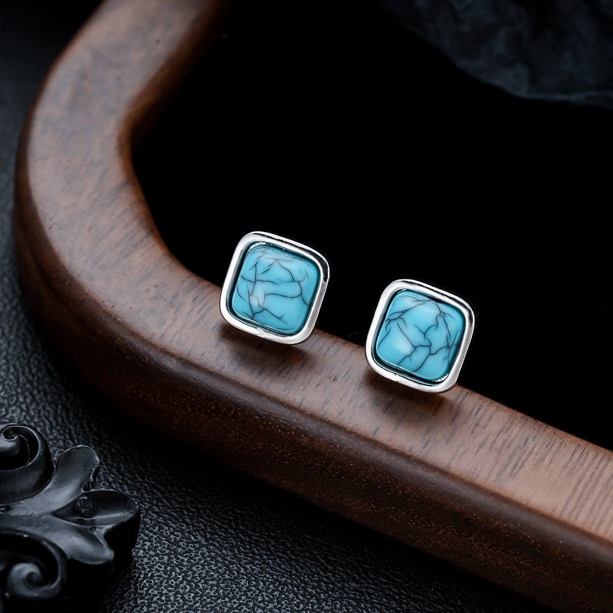 Pendientes Cuadrados Turquesa | Golden Blanco