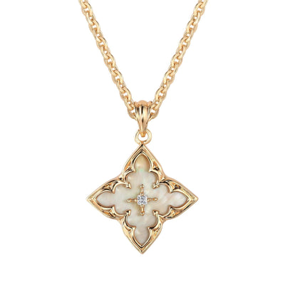 Collar Colgante Trébol Blanco | Golden (1/4)