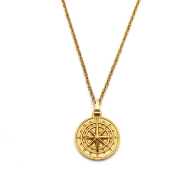 Compass Pendant Necklace | Golden (1/2)