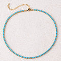 Collar Tenis Redondo Turquesa | Golden