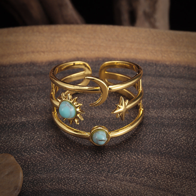 Anillo Órbita Turquesa Soluna | Golden (3/3)
