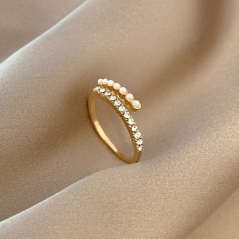 Anillo Abierto de Perla y Cristal Virelle | Golden
