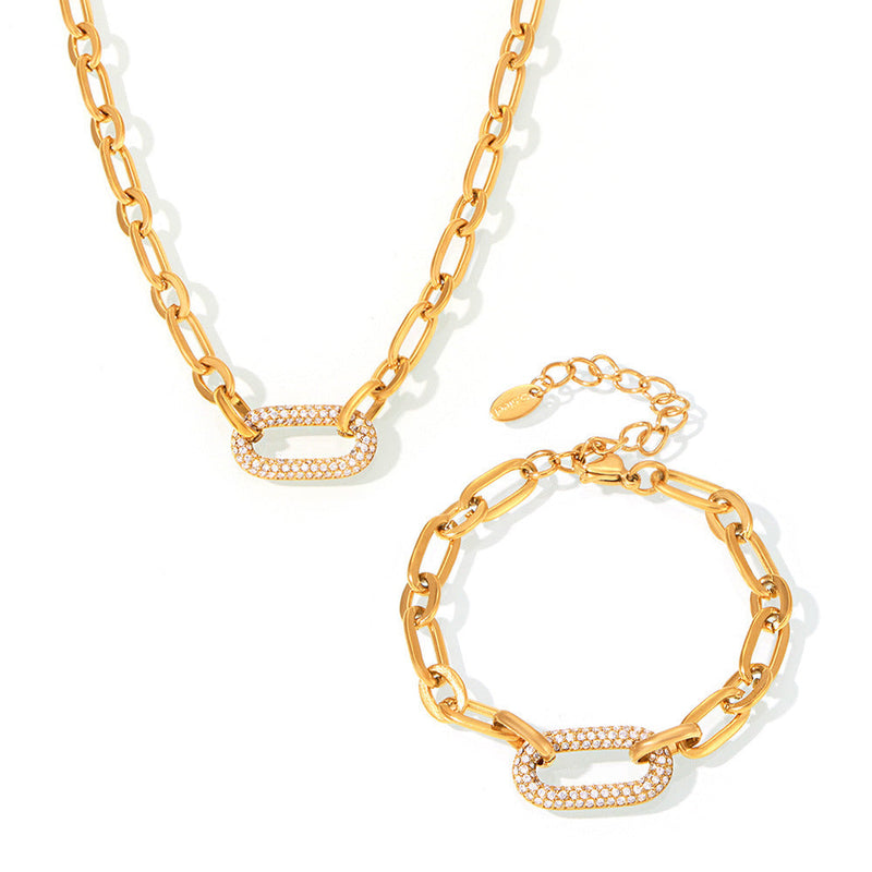 Set Joya Cadena Gruesa Pavé | Golden (1/9)