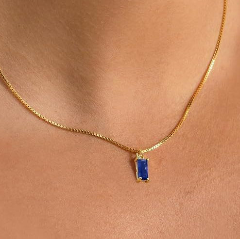 Collar Colgante Zafiro Minimalista | Golden Blanco