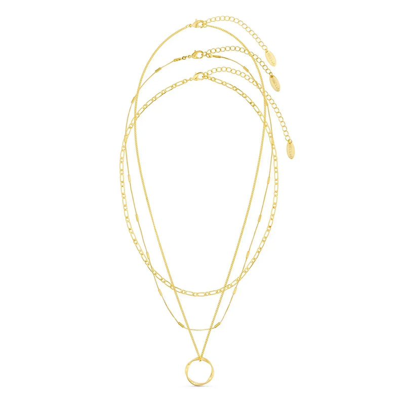 Open Circle Three Row Necklace | Golden Blanco (4/7)