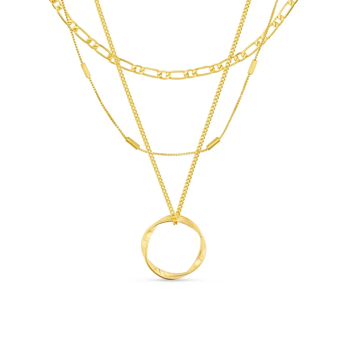 Open Circle Three Row Necklace | Golden Blanco