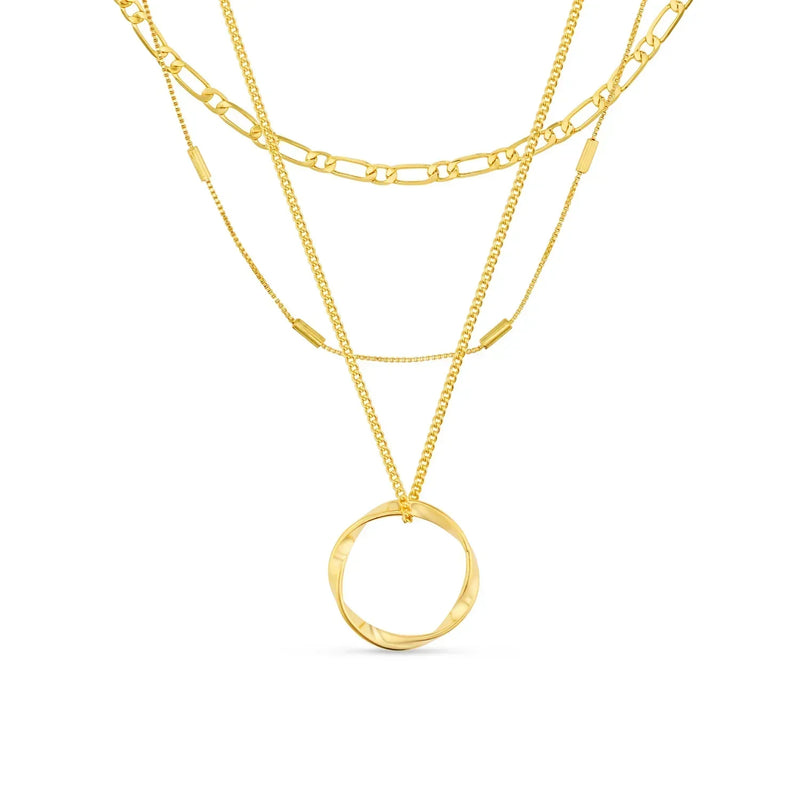 Open Circle Three Row Necklace | Golden Blanco (3/7)