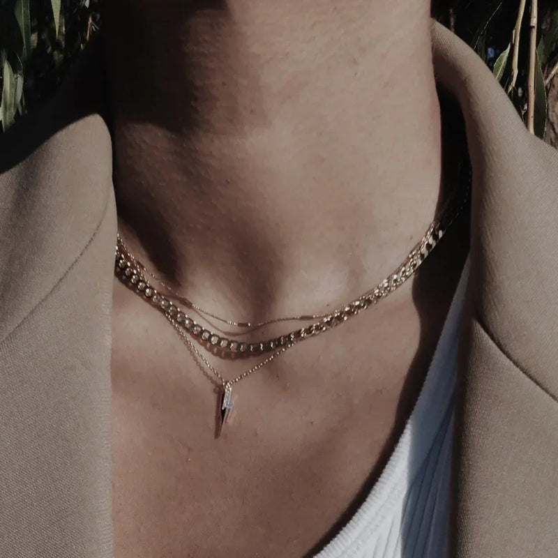 Flat Link Curb Chain Necklace | Golden Blanco (5/7)