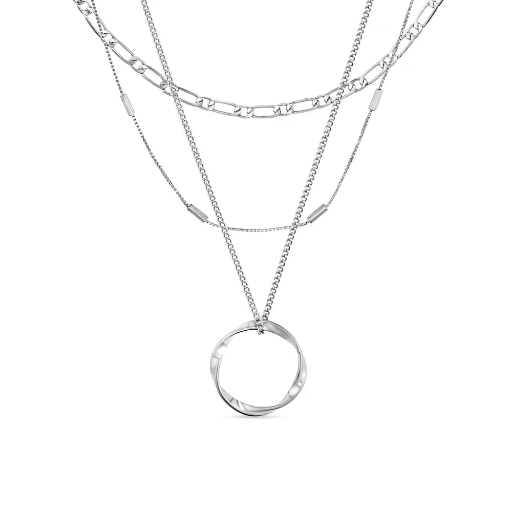 Open Circle Three Row Necklace | Golden Blanco