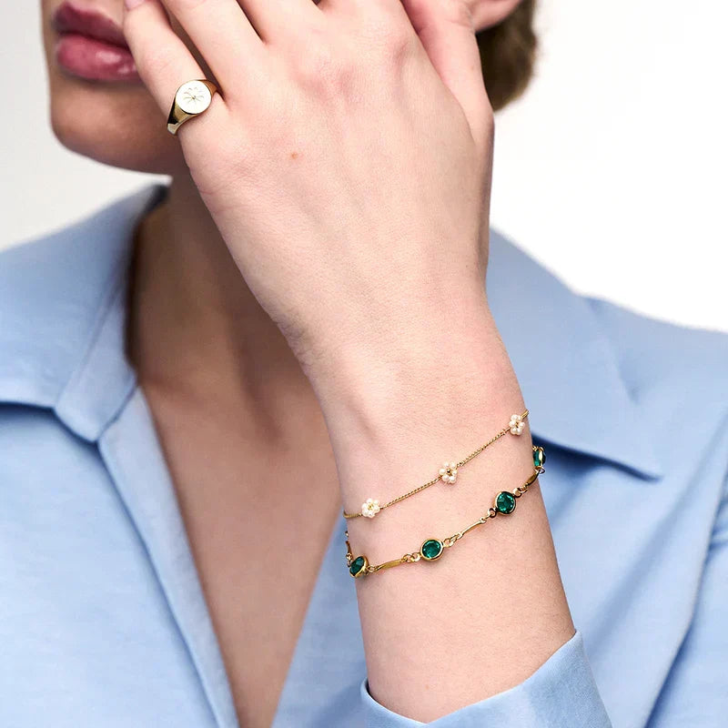 Pulsera Cadena Eslabón Esmeralda | Golden (2/3)