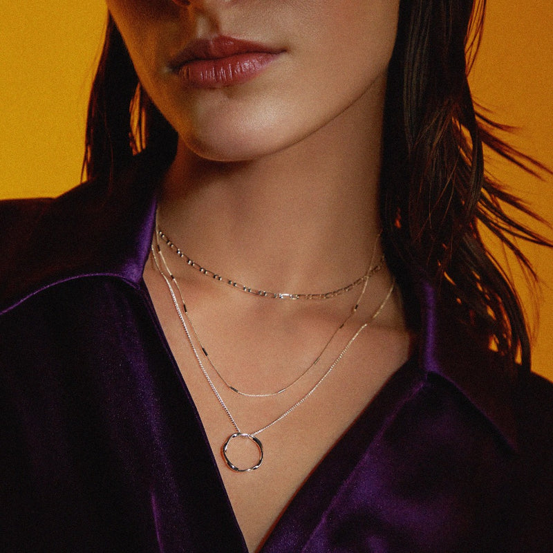 Open Circle Three Row Necklace | Golden Blanco