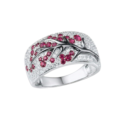 Anillo Árbol en Flor Rubí | Golden Blanco (1/3)