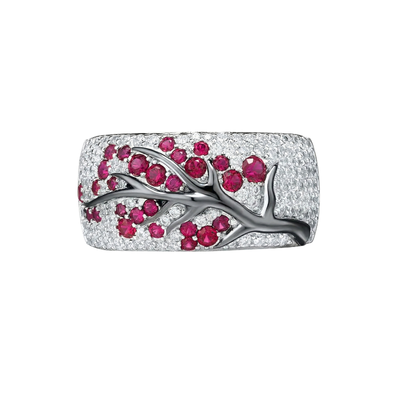 Anillo Árbol en Flor Rubí | Golden Blanco (2/3)