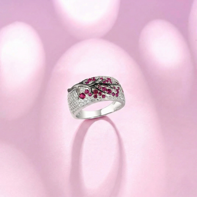 Anillo Árbol en Flor Rubí | Golden Blanco (3/3)