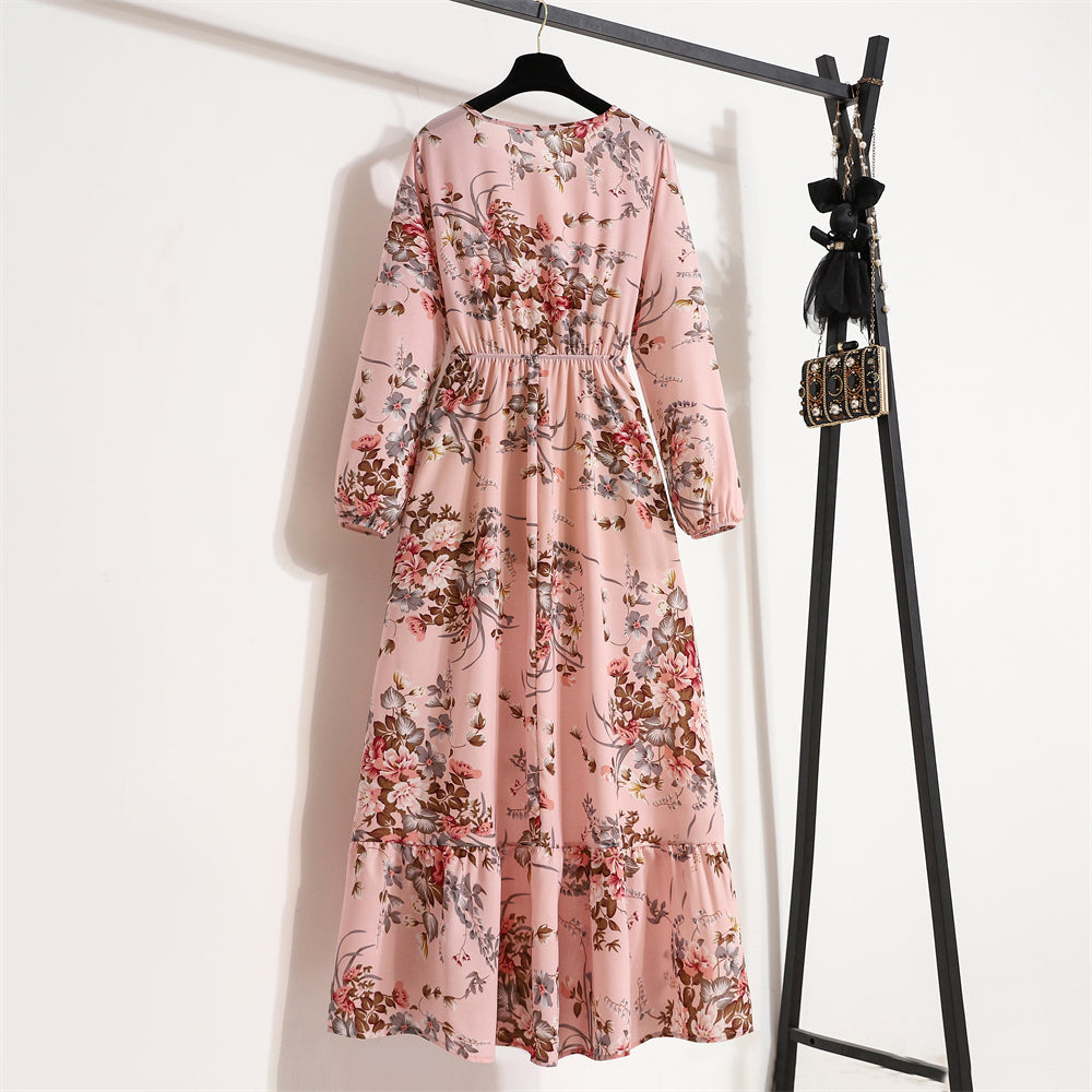Bohemian Floral Chiffon Maxi Dress