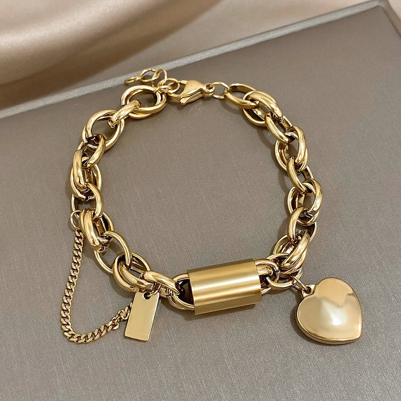 Pulsera Gruesa Heartened | Golden