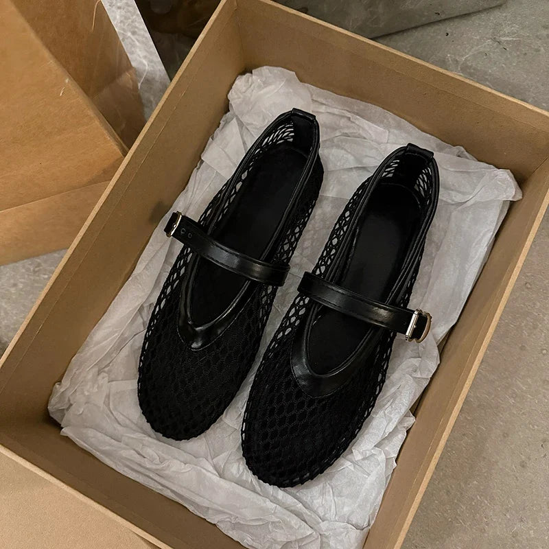 Amelia Mesh Mary Jane Flats