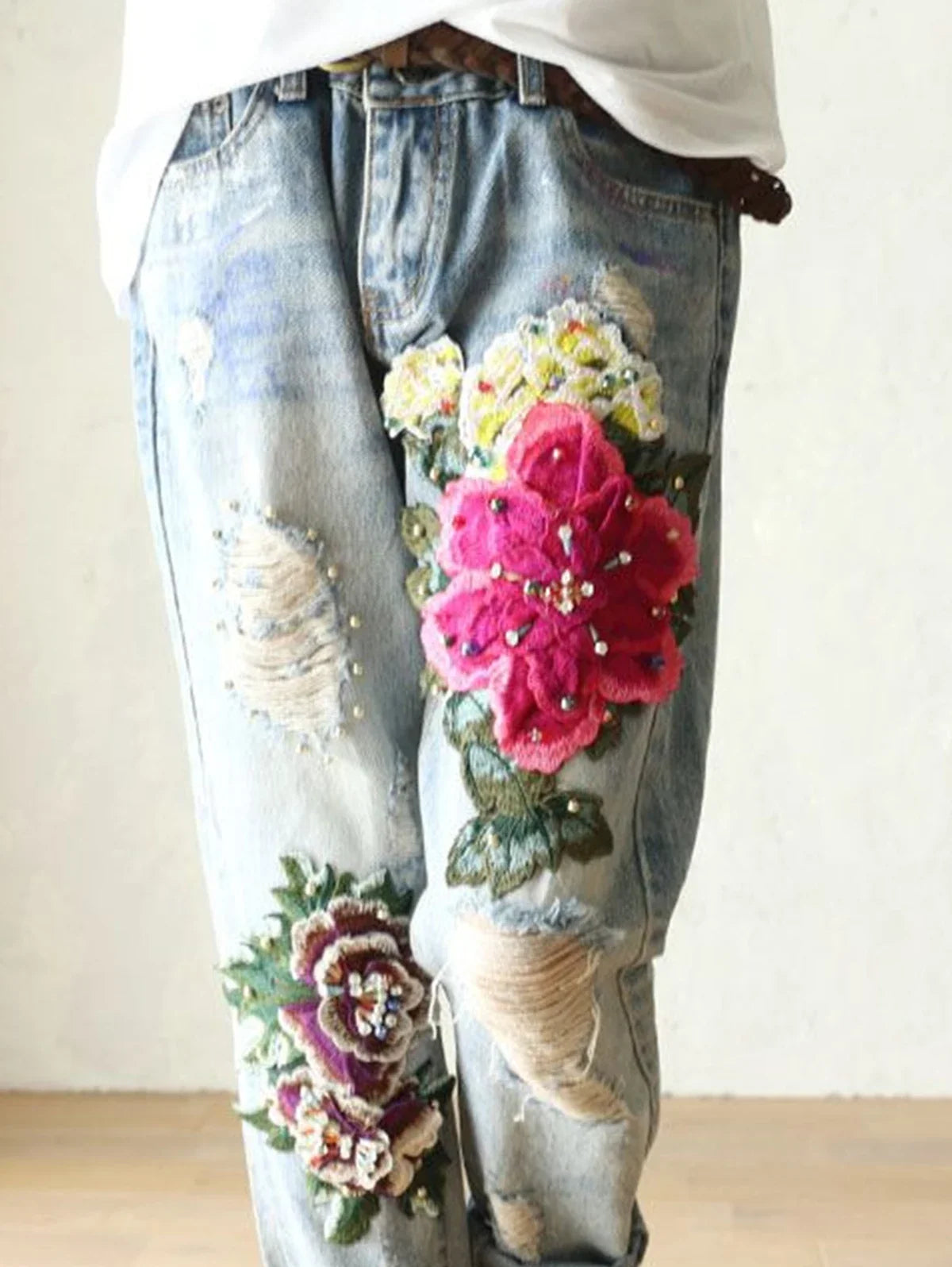 Luna Embroidered Denim Pants