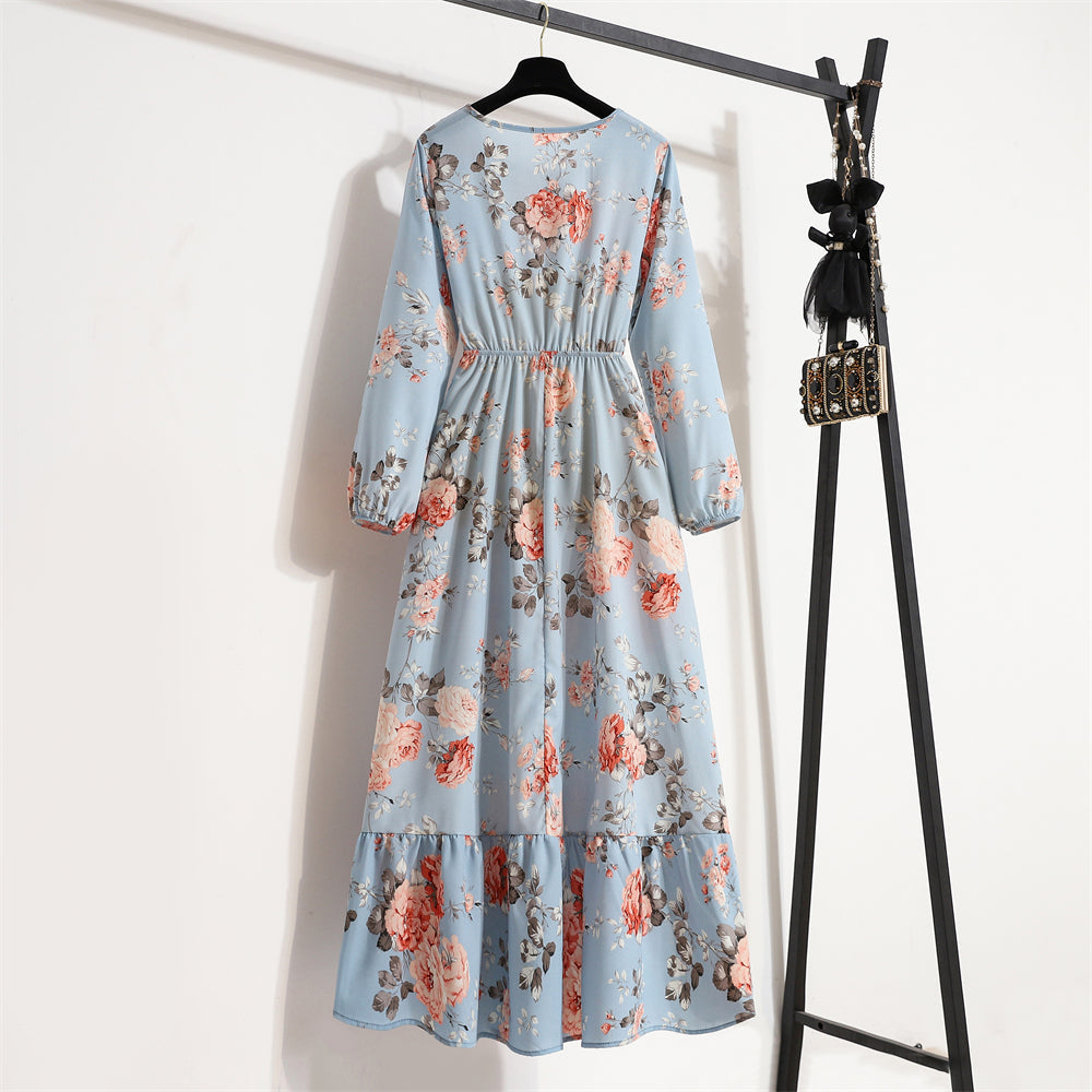 Bohemian Floral Chiffon Maxi Dress