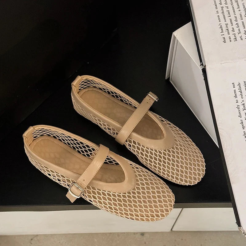 Amelia Mesh Mary Jane Flats