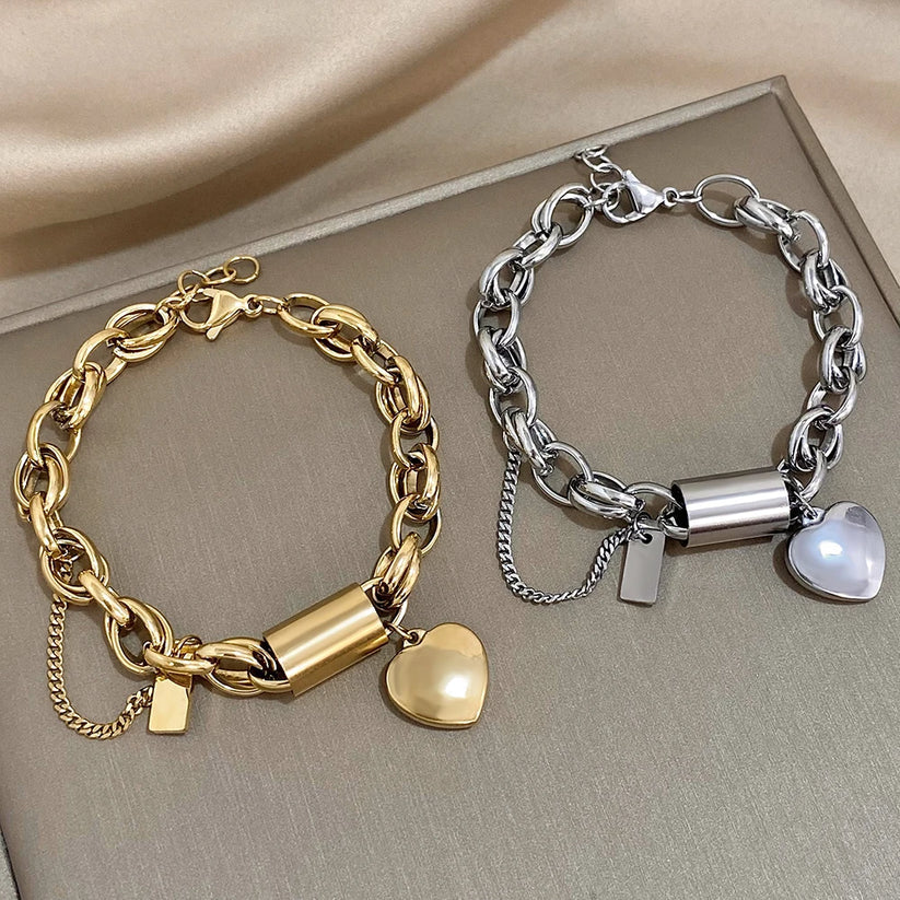 Pulsera Gruesa Heartened | Golden