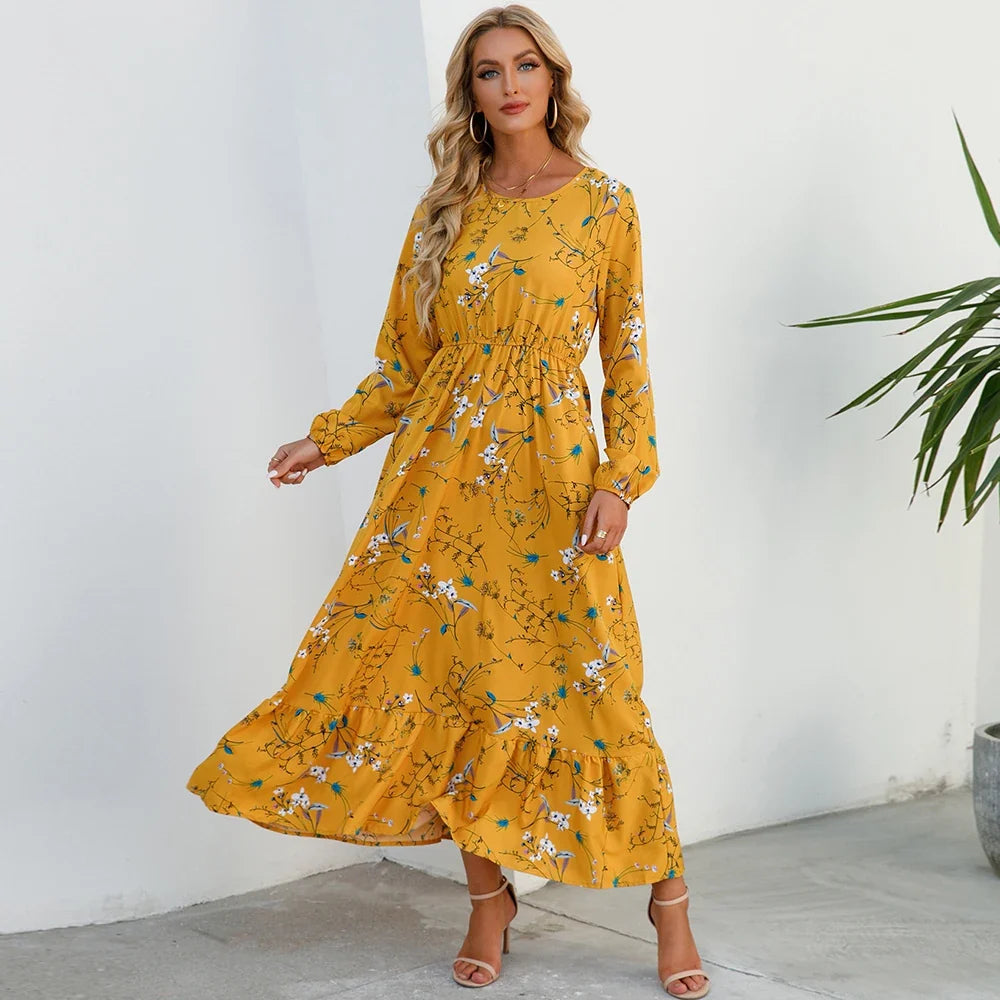 Bohemian Floral Chiffon Maxi Dress