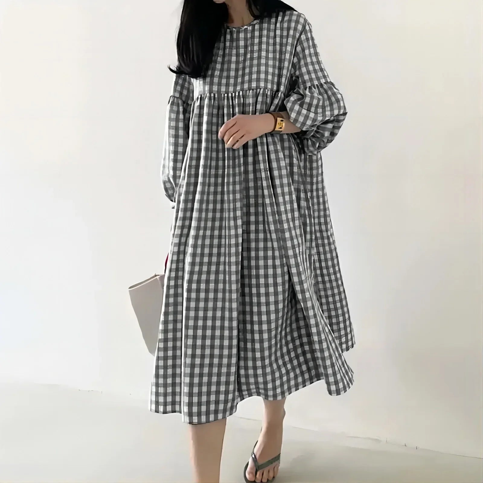 Isla Vintage Check Midi Dress
