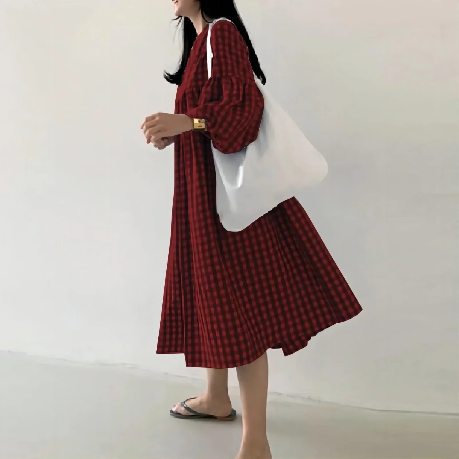 Isla Vintage Check Midi Dress