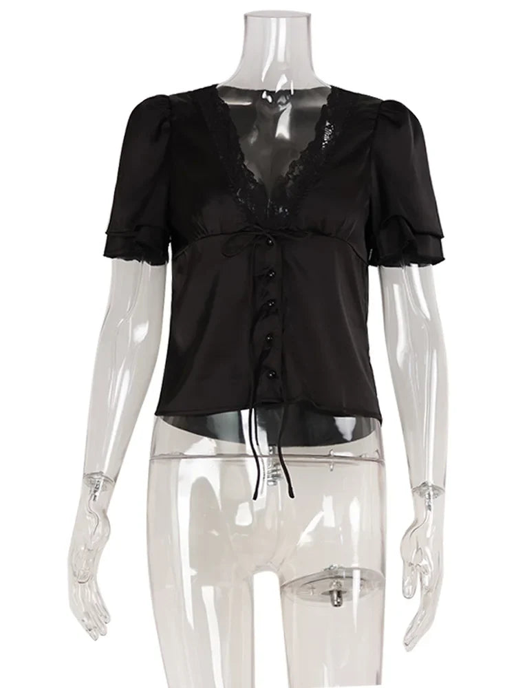 Clara Satin Lace Blouse