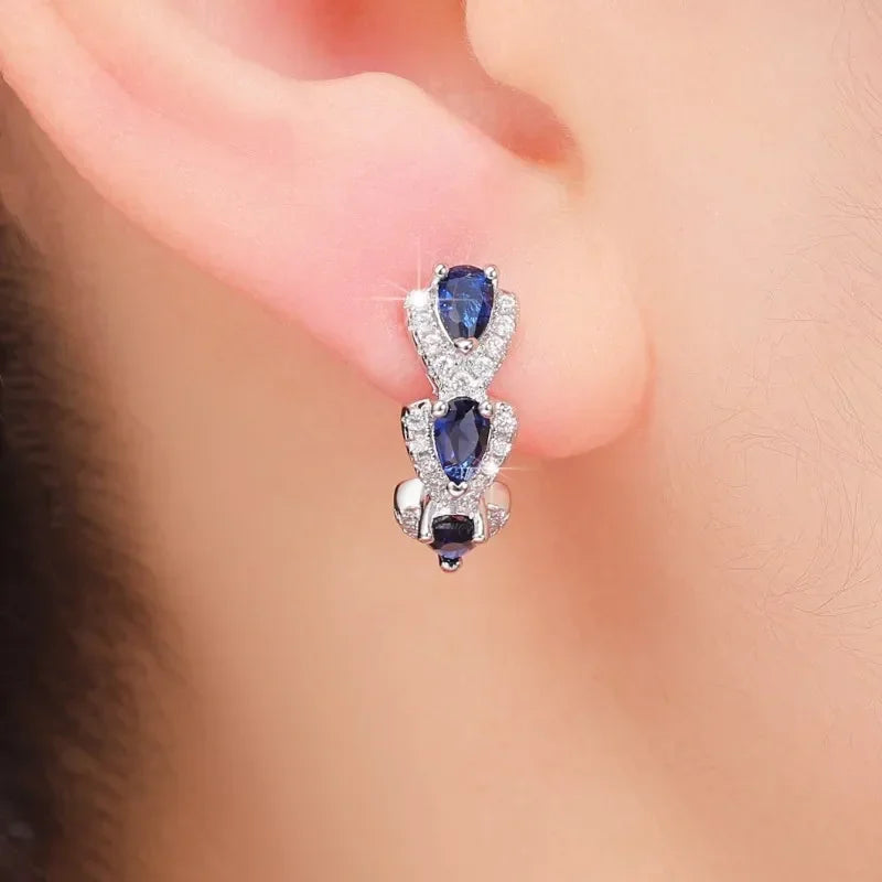 Pendientes Crest Zafiro Real | Golden Blanco (2/5)