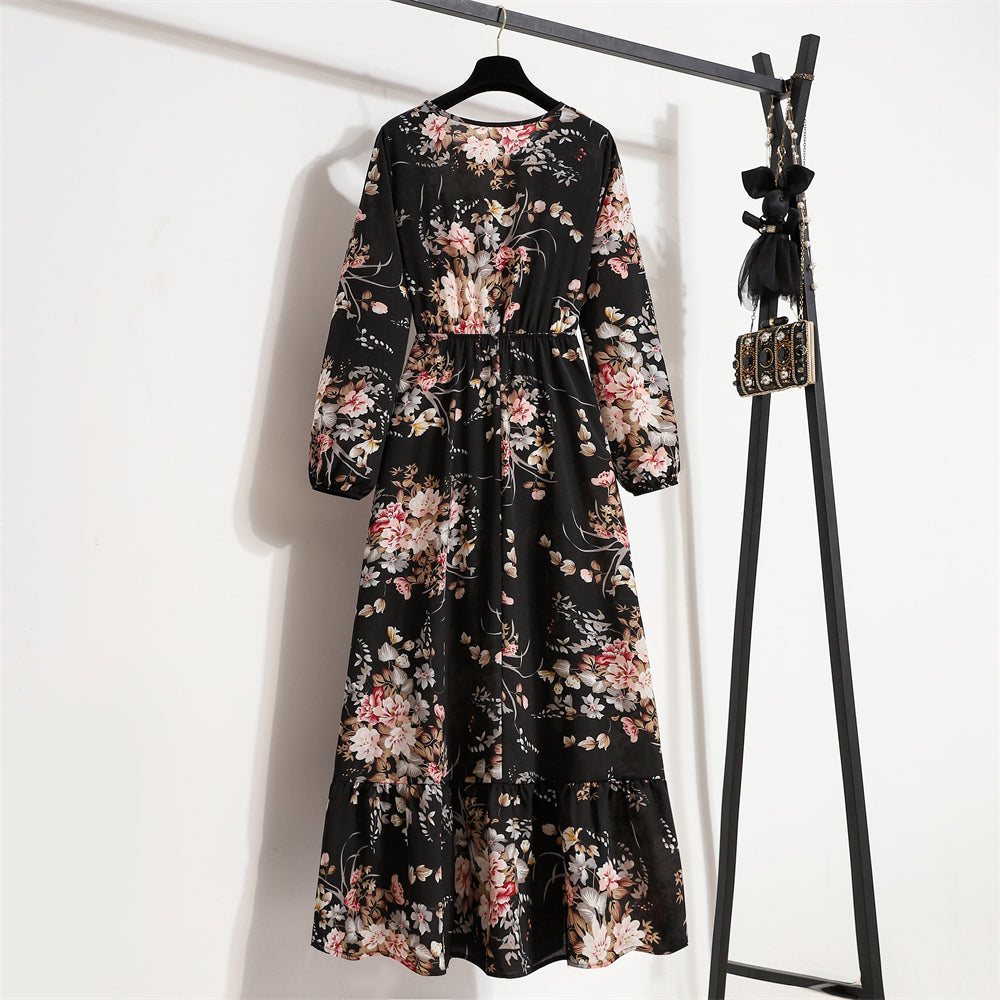 Bohemian Floral Chiffon Maxi Dress