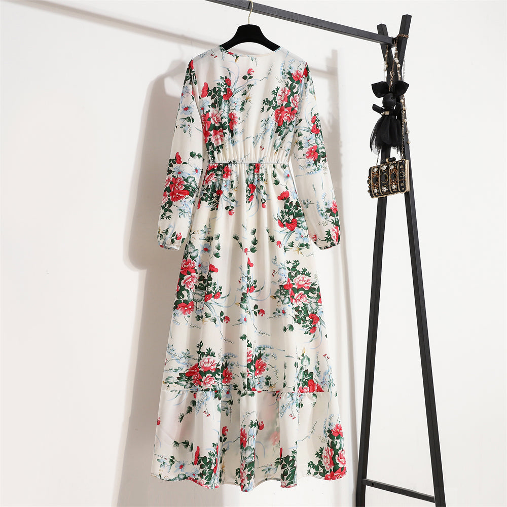 Bohemian Floral Chiffon Maxi Dress