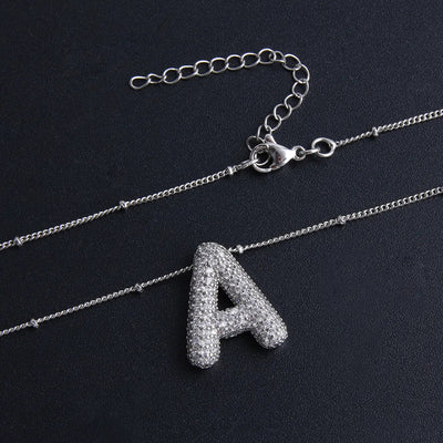 Bubble letter initial necklace set | Golden Blanco (8/9)
